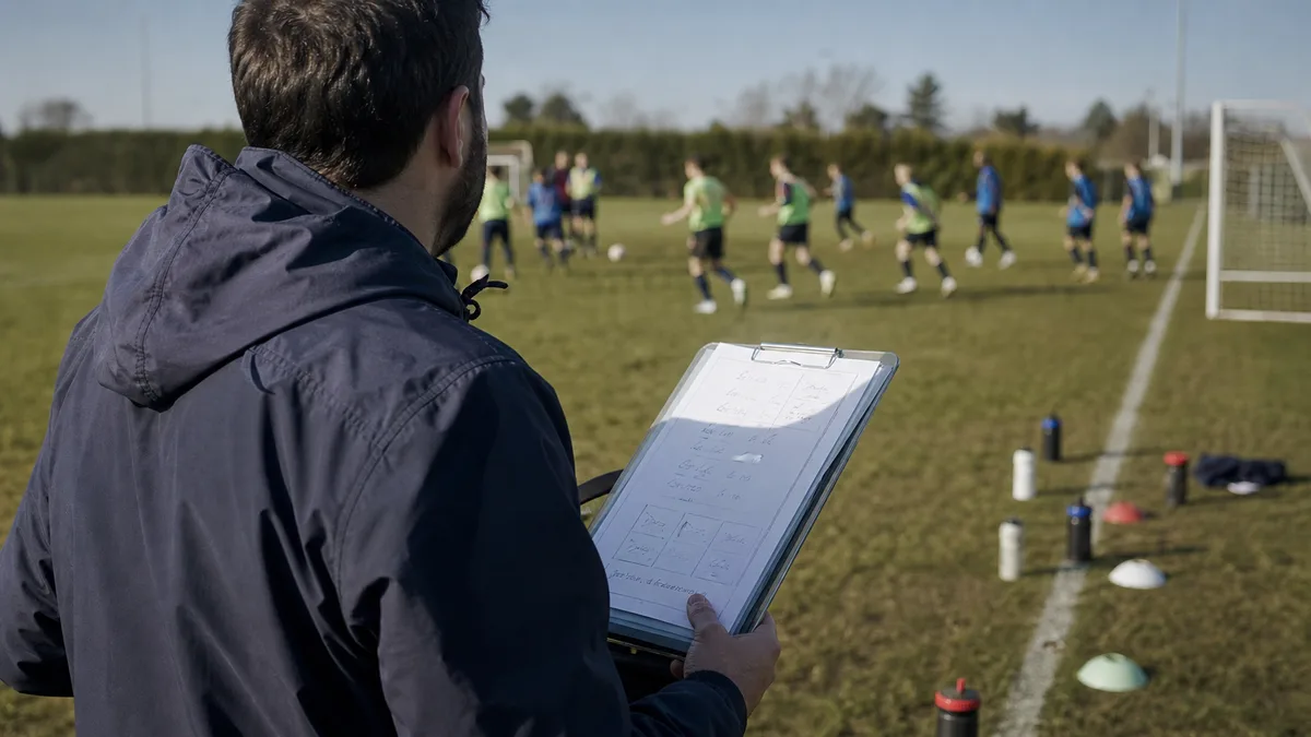 Grassroots football coach managing playing time among the players called up on the bench