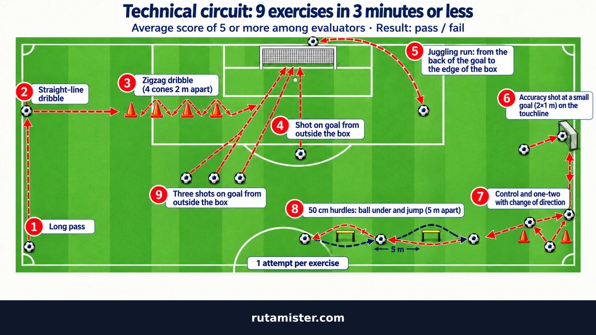 Infographic of the technical circuit for the Sports Technician access tests