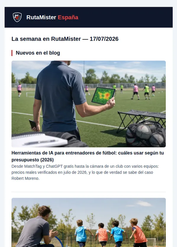 Ejemplo real del boletín semanal de RutaMister